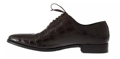 Pre-owned Dolce & Gabbana Brown Patterned Leather Dress Formal Men's Shoes ()