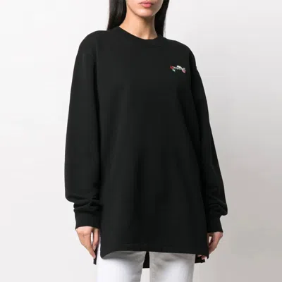 Off-white Embroidered Floral Arrow Sweatshirt Dress In Black