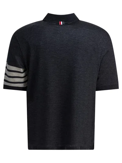 Thom Browne 4-bar Polo Shirts Grey In Blue