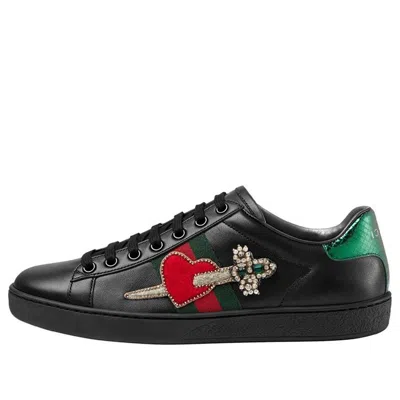 Gucci (wmns)  Ace Series Cowhide Sports Shoe 'black Green Red' In Multi