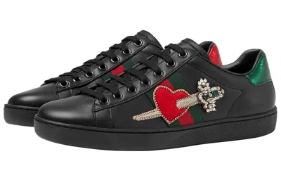 Gucci (wmns)  Ace Series Cowhide Sports Shoe 'black Green Red' In Multi