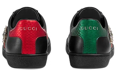 Gucci (wmns)  Ace Series Cowhide Sports Shoe 'black Green Red' In Multi