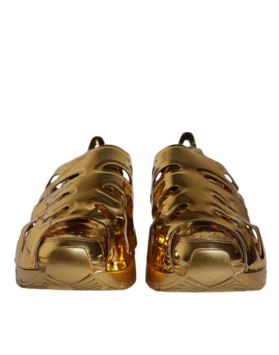 Pre-owned Dolce & Gabbana Gold Daymaster Leather Low Top Sneakers Men's Shoes ()