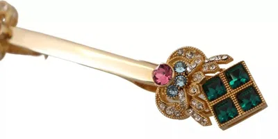 Dolce & Gabbana Gold Plated 925 Sterling Silver Crystal Collar Stop Men's Brooch In Gold