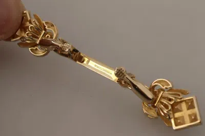 Dolce & Gabbana Gold Plated 925 Sterling Silver Crystal Collar Stop Men's Brooch In Gold