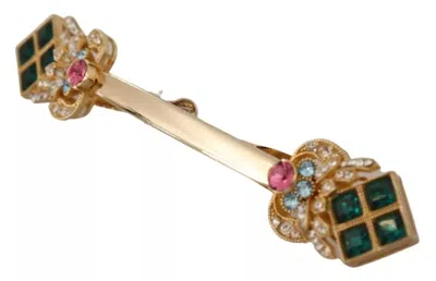 Dolce & Gabbana Gold Plated 925 Sterling Silver Crystal Collar Stop Men's Brooch In Gold