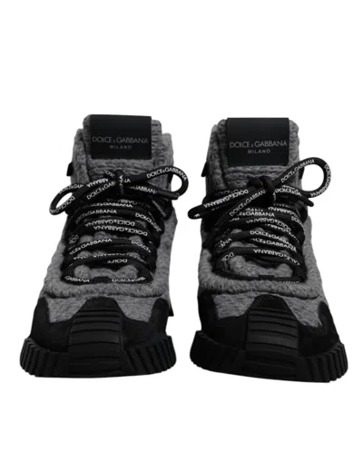 Pre-owned Dolce & Gabbana Gray Black Ns1 High Top Boots Sneakers Men's Shoes () In Multi