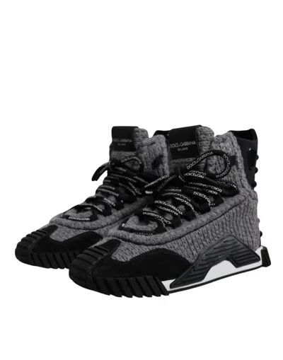 Pre-owned Dolce & Gabbana Gray Black Ns1 High Top Boots Sneakers Men's Shoes () In Multi