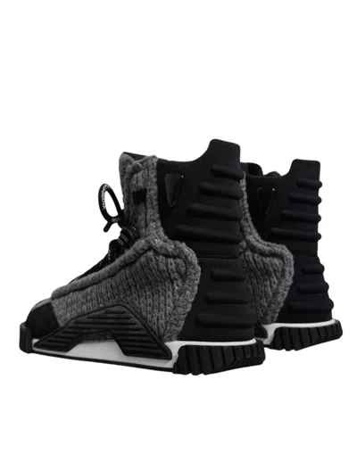 Pre-owned Dolce & Gabbana Gray Black Ns1 High Top Boots Sneakers Men's Shoes () In Multi