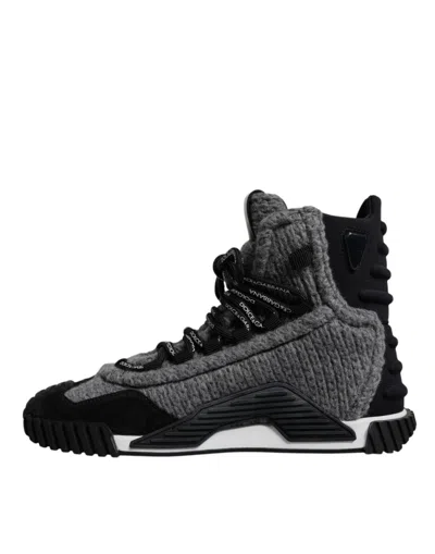Pre-owned Dolce & Gabbana Gray Black Ns1 High Top Boots Sneakers Men's Shoes () In Multi