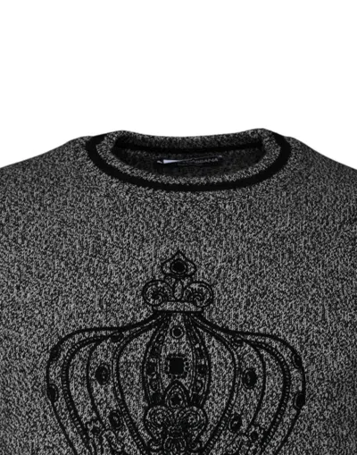 Dolce & Gabbana Gray Crown King Cashmere Pullover Men's Sweater In Gray