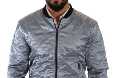 Dolce & Gabbana Light Blue Bomber Coat Men Jacket In Blue
