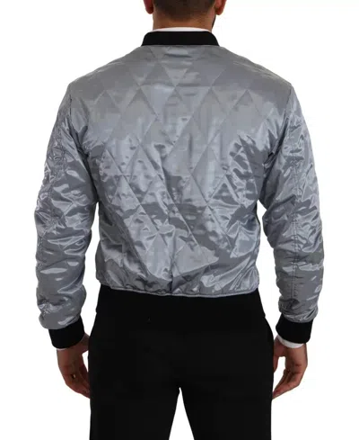 Dolce & Gabbana Light Blue Bomber Coat Men Jacket In Blue