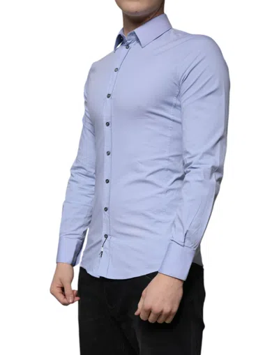 Pre-owned Dolce & Gabbana Light Blue Cotton Slim Fit Sicilia Dress Men's Shirt ()