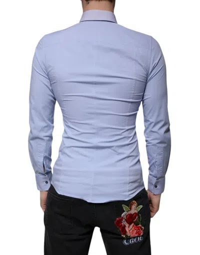 Pre-owned Dolce & Gabbana Light Blue Cotton Slim Fit Sicilia Dress Men's Shirt ()