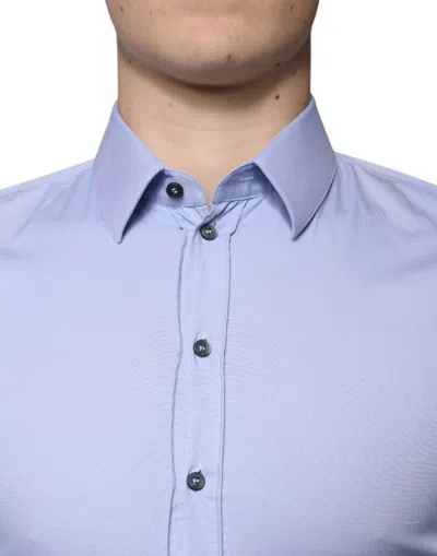 Pre-owned Dolce & Gabbana Light Blue Cotton Slim Fit Sicilia Dress Men's Shirt ()