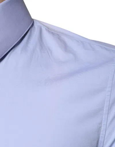 Pre-owned Dolce & Gabbana Light Blue Cotton Slim Fit Sicilia Dress Men's Shirt ()
