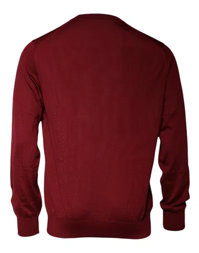 Pre-owned Dolce & Gabbana Maroon Cashmere Crew Neck Pullover Men's Sweater () In Burgundy