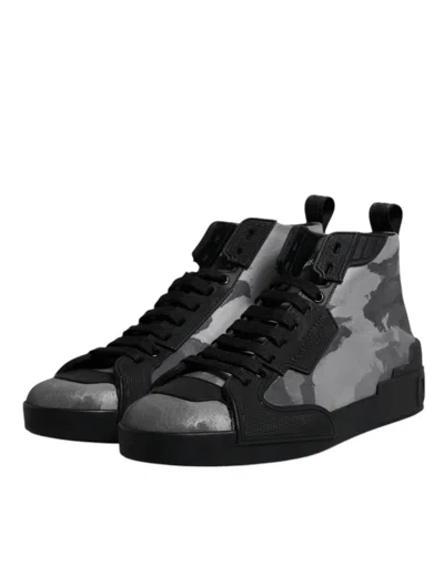 Pre-owned Dolce & Gabbana Multicolor Camouflage High Top Sneakers Men's Shoes ()