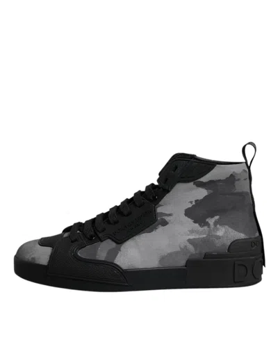 Pre-owned Dolce & Gabbana Multicolor Camouflage High Top Sneakers Men's Shoes ()