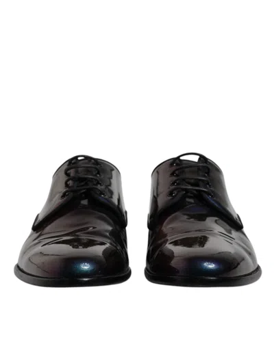 Pre-owned Dolce & Gabbana Multicolor Peacock Patent Leather Derby Men Dress Men's Shoes ()