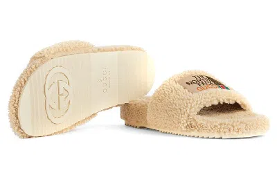 Gucci X The North Face Merino Wool Slides 'beige' In Neutral
