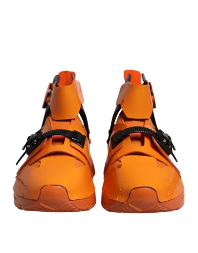 Dolce & Gabbana Orange Multi Panel Chunky High Top Sneakers Men's Shoes In Orange