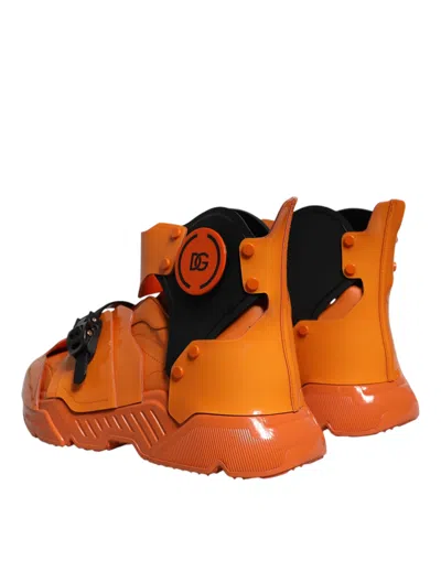 Dolce & Gabbana Orange Multi Panel Chunky High Top Sneakers Men's Shoes In Orange