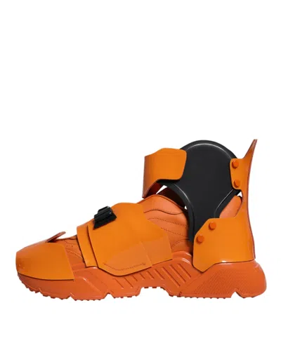 Dolce & Gabbana Orange Multi Panel Chunky High Top Sneakers Men's Shoes In Orange
