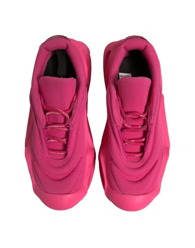 Pre-owned Dolce & Gabbana Pink Wave Low Top Lace Up Men Sneakers Men's Shoes ()