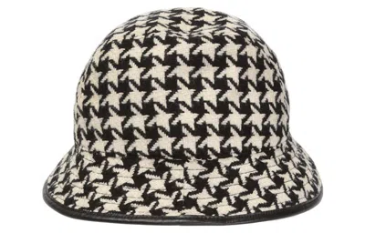 Gucci Houndstooth Fedora Hat 'black' In Brown