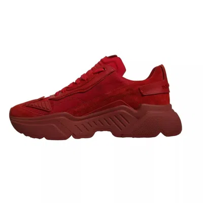 Pre-owned Dolce & Gabbana Red Leather Daymaster Low Top Sneakers Men's Shoes ()