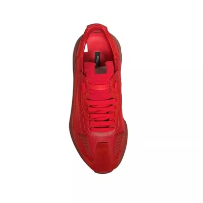 Pre-owned Dolce & Gabbana Red Leather Daymaster Low Top Sneakers Men's Shoes ()