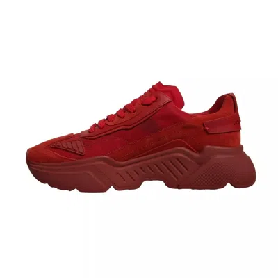 Pre-owned Dolce & Gabbana Red Leather Daymaster Low Top Sneakers Men's Shoes ()