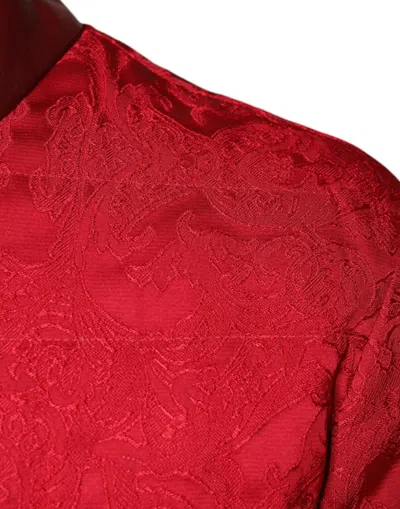 Dolce & Gabbana Red Quilted Bomber Gold Crown Logo Men's Jacket In Red