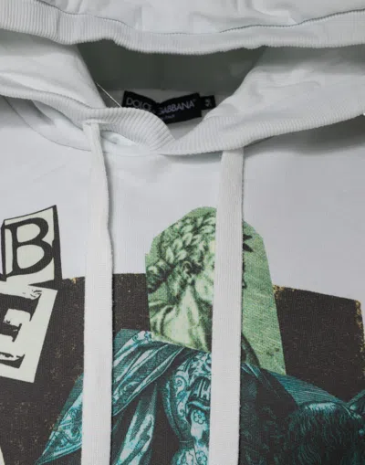 Pre-owned Dolce & Gabbana White Caesar Cotton Hooded Pullover Men's Sweater ()