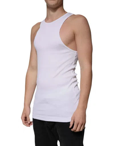 Pre-owned Dolce & Gabbana White Cotton Sleeveless Round Neck Tank Men's T-shirt ()