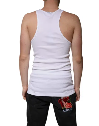 Pre-owned Dolce & Gabbana White Cotton Sleeveless Round Neck Tank Men's T-shirt ()