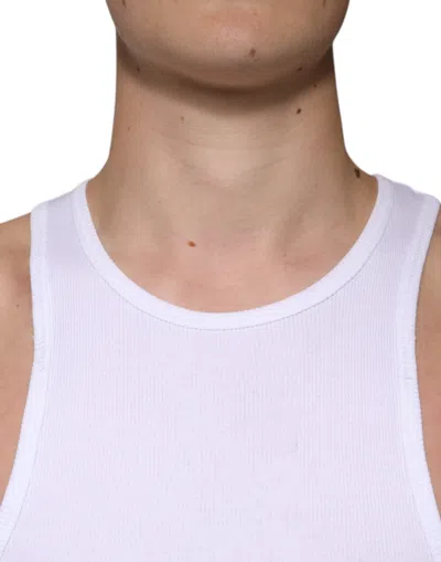 Pre-owned Dolce & Gabbana White Cotton Sleeveless Round Neck Tank Men's T-shirt ()
