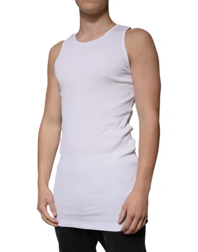 Pre-owned Dolce & Gabbana White Cotton Sleeveless Round Neck Tank Men's T-shirt ()