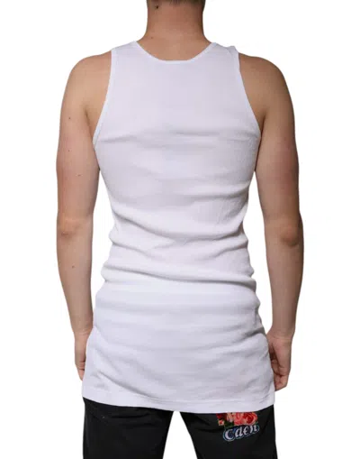 Pre-owned Dolce & Gabbana White Cotton Sleeveless Round Neck Tank Men's T-shirt ()