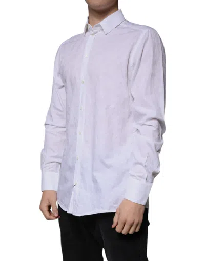 Pre-owned Dolce & Gabbana White Cotton Slim Fit Men Martini Dress Men's Shirt ()