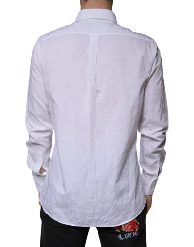 Pre-owned Dolce & Gabbana White Cotton Slim Fit Men Martini Dress Men's Shirt ()