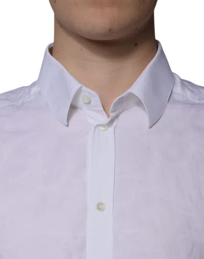 Pre-owned Dolce & Gabbana White Cotton Slim Fit Men Martini Dress Men's Shirt ()