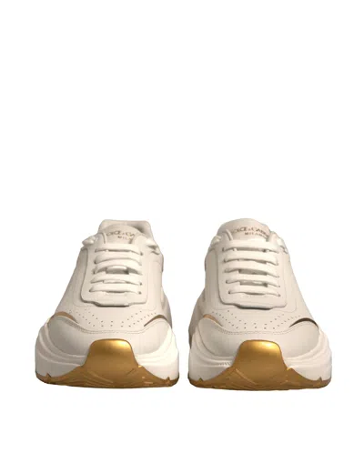 Pre-owned Dolce & Gabbana White Gold Daymaster Low Top Sneakers Women's Shoes ()
