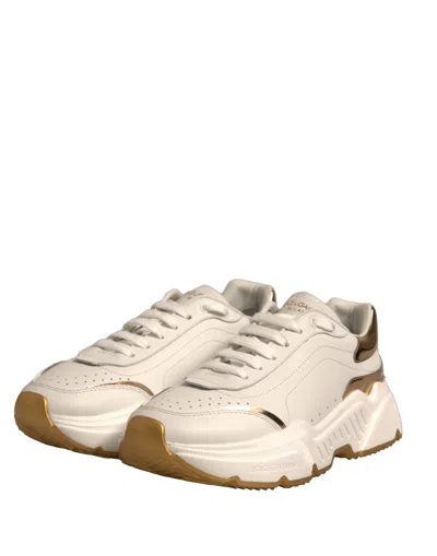 Pre-owned Dolce & Gabbana White Gold Daymaster Low Top Sneakers Women's Shoes ()