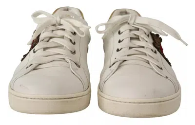Pre-owned Dolce & Gabbana White Leather Heart Low Top Casual Sneakers Men's Shoes ()