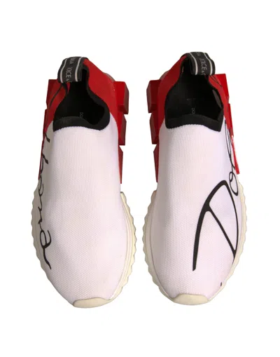 Pre-owned Dolce & Gabbana White Red Low Top Sorrento Sneakers Women's Shoes () In Multi