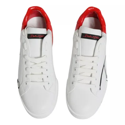 Dolce & Gabbana White Red Portofino Low Top Sneakers Men's Shoes In Multi