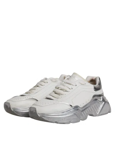 Pre-owned Dolce & Gabbana White Silver Daymaster Low Top Sneakers Women's Shoes ()